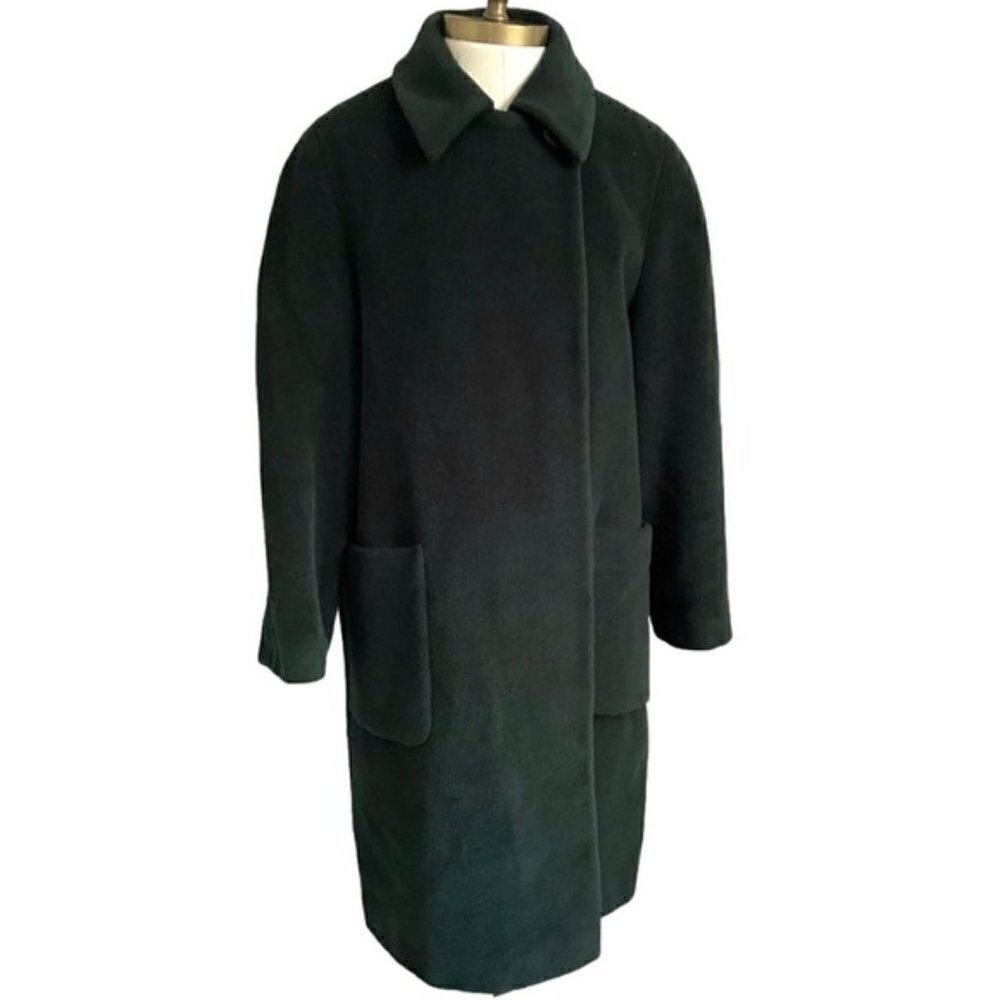 🛑 Dark Green 100% Wool Long Teddy Coat - S/M 🇬🇧
